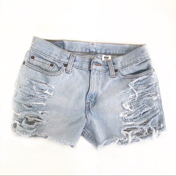 Levi's Pants - Levi’s 518 light wash distressed denim shorts 7 jr